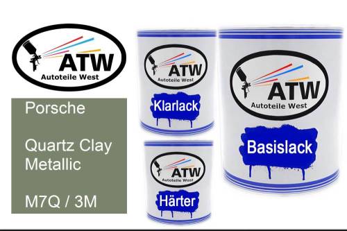 Porsche, Quartz Clay Metallic, M7Q / 3M: 1L Lackdose + 1L Klarlack + 500ml Härter - Set, von ATW Autoteile West.